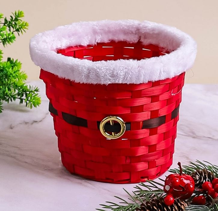 Корзина плетеная НГ бамбук D19×19×H16 см Санта