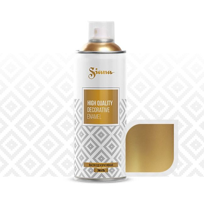 Краска, эмаль-аэрозоль для декора Siana high quality – «металлик», 520 мл. Зеркальное золото SNM001