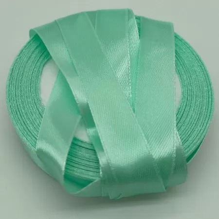 Лента атласная, на пене, односторонняя, 15 мм х 25 ярд, морская волна