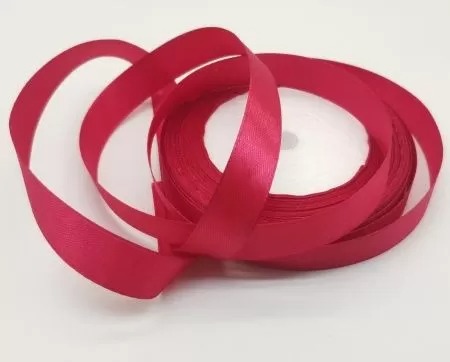 Лента атласная, на пене, односторонняя, 15 мм х 25 ярд, вишневый