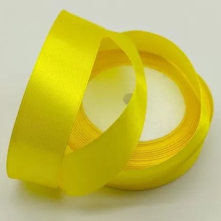 Лента атласная, на пене, односторонняя, 25 мм х 25 ярд, желтый нарцисс