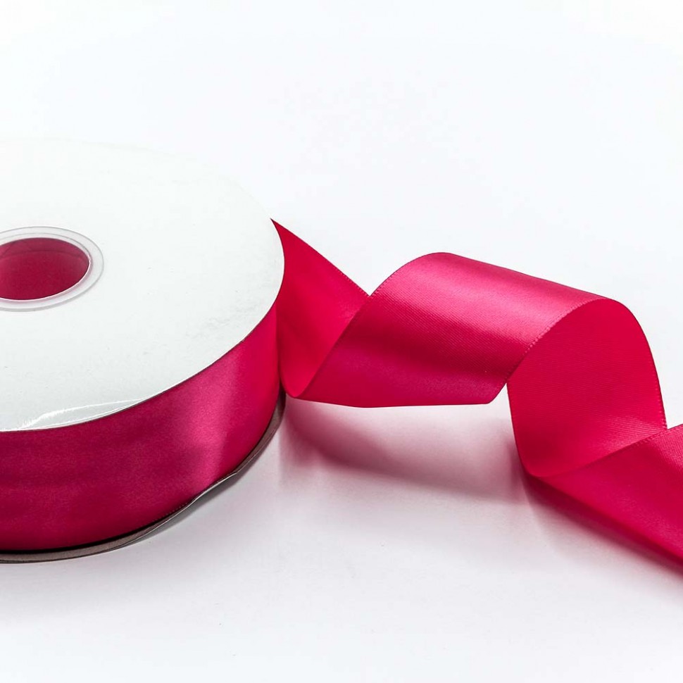 Лента Атласная Полиэстер класс А 5см*100ярд Малиновый