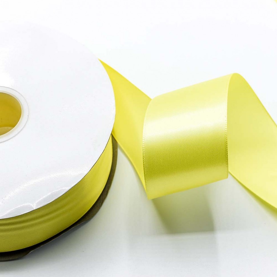 Лента Атласная Полиэстер класс А Жёлтый 5см*100ярд