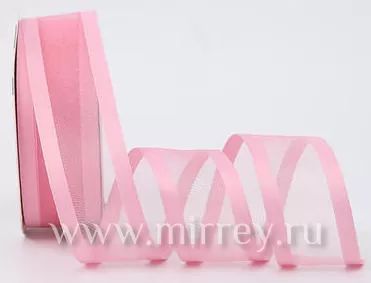 Лента декоративная "Кант", полиэстер, 25 мм х 20 ярд., розовый