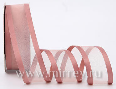 Лента декоративная "Кант", полиэстер, 25 мм х 20 ярд., викторианская роза