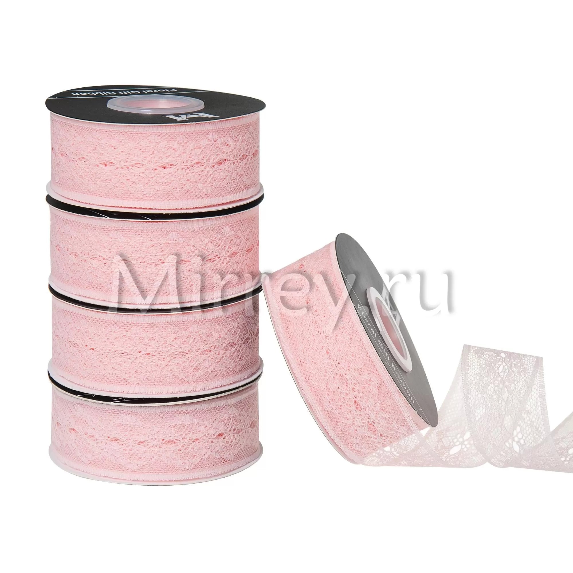 Лента декоративная "Кружево", полиэстер, 40 мм х 25 ярд., чайная роза