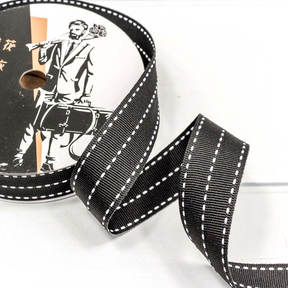 Лента декоративная в полоску (полиэстер) 2,6 см*20 ярд черный