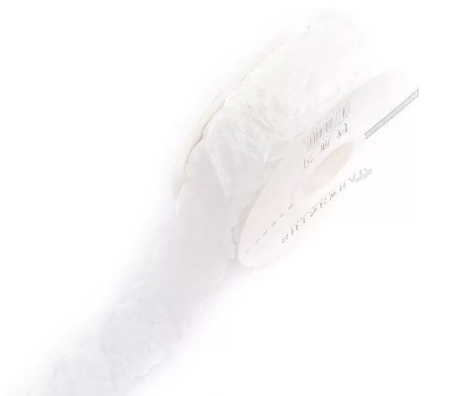 Лента декоративная "Волна", полиэстер, 25мм х 10ярд., белый