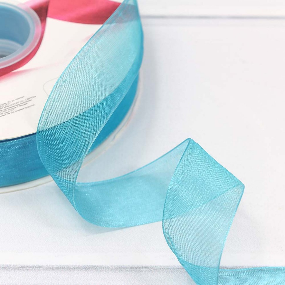 Лента Органза 2,5см*100ярд Голубой