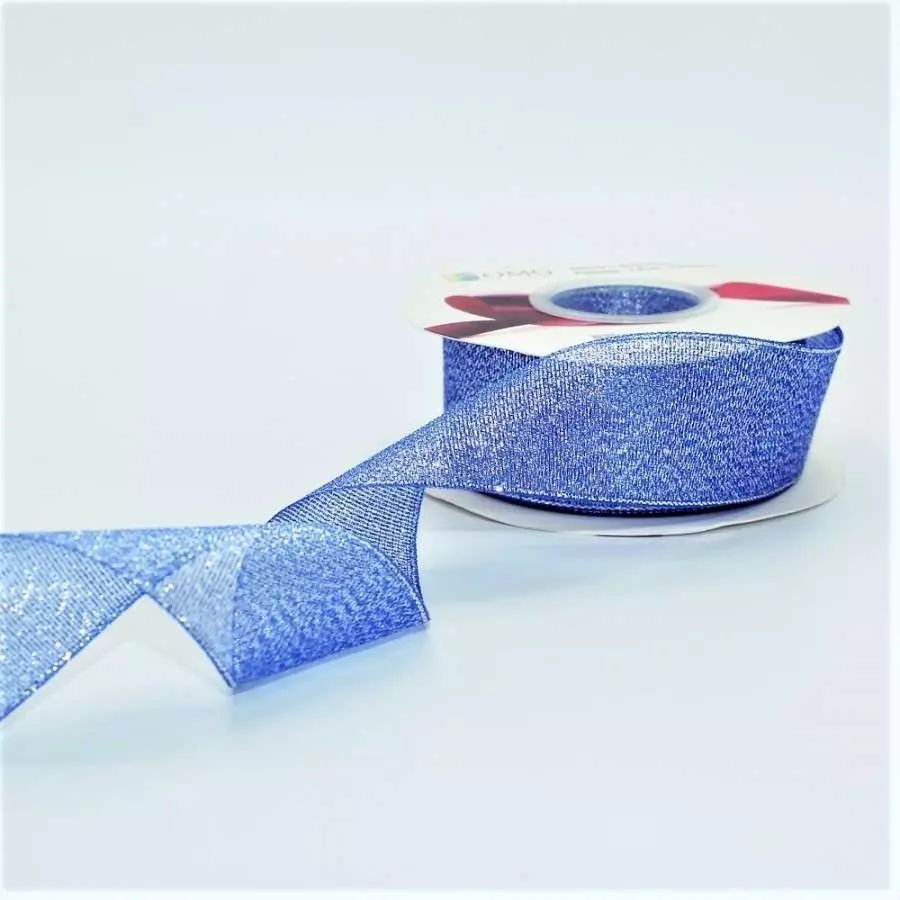 Лента парча с блеском 3,8 см*25 ярд синий