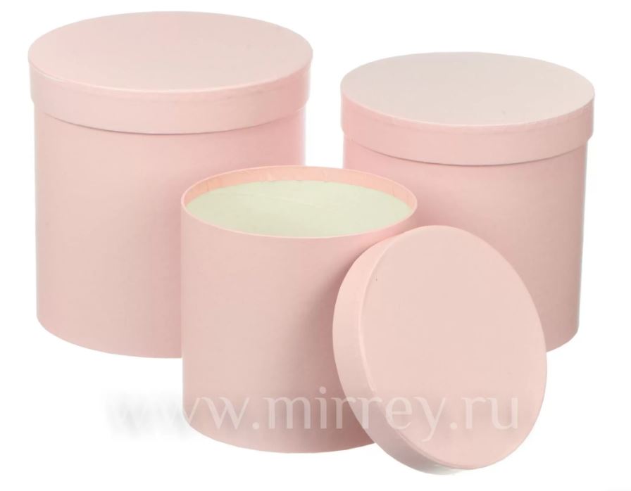 Набор коробок с крышкой,19,5х19 см, 17,5х17 см, 15,5х15 см, 3 шт., светло-розовый