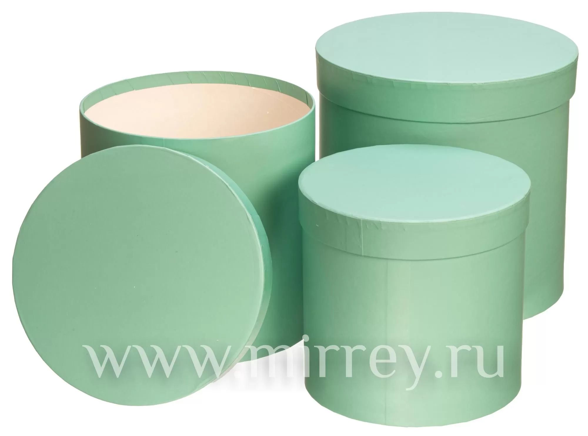 Набор коробок с крышкой,19,5х19 см, 17,5х17 см, 15,5х15 см, 3 шт, тиффани