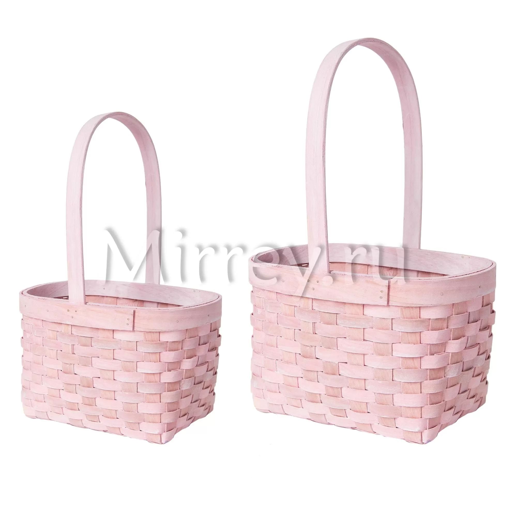 Набор корзин плетеных (секвойя), 22х17хH12,5/32,5 см, 16х11,5хH11/27,5 см, 2 шт., розовый