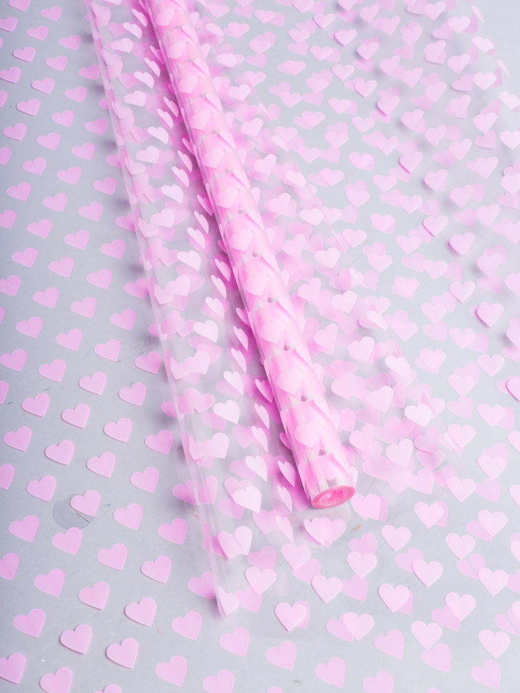Пленка цветная Сердца15 70 см розовый