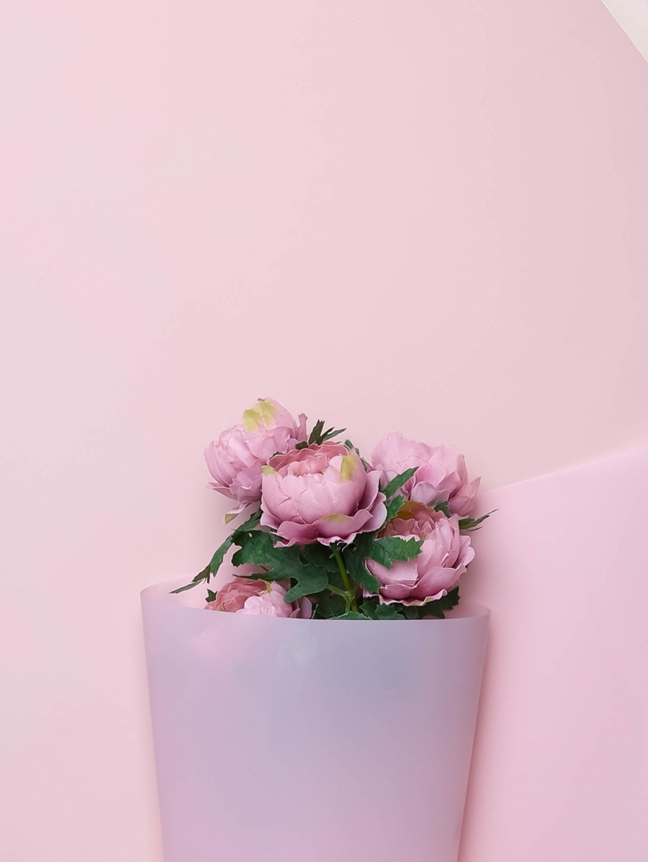 Пленка матовая 55мкм 58см х 10м Romantic розовый