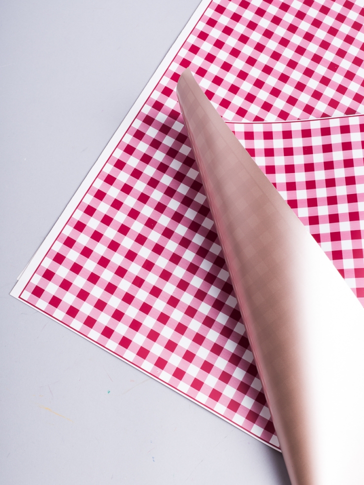 Пленка матовая 58 × 58 см 60 мкм РЦ 10 листов двухсторонняя клетка винный/золото