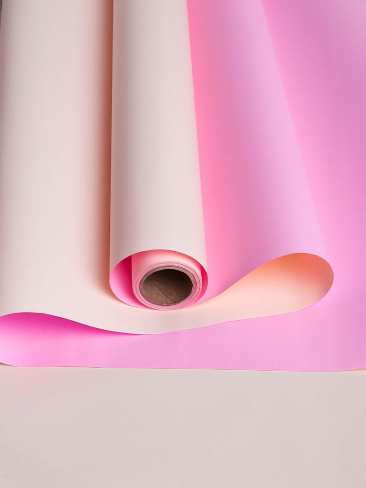 Пленка матовая 60 мкм 58 см × 10 м Двухсторонняя слоновая кость / розовый жемчуг