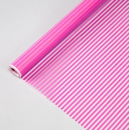 Пленка матовая Полоска, 70 см, 200 гр, малина