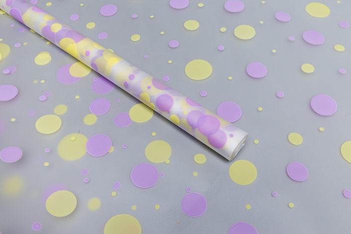 Пленка матовая Серпантин 70 см × 10 м желтый нежный\сиреневый светлый