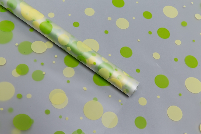 Пленка матовая Серпантин 70см x 10м жёлтый нежный/салатовый