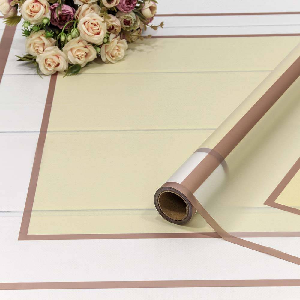 Плёнка 0,58*10м матовая "Квадраты" 50мкм бежевый