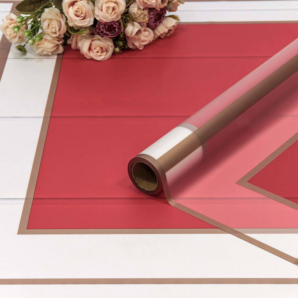 Плёнка 0,58*10м матовая "Квадраты" 50мкм красный