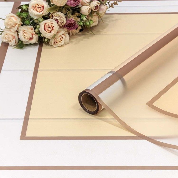 Плёнка 0,58*10м матовая "Квадраты" 50мкм персиковый