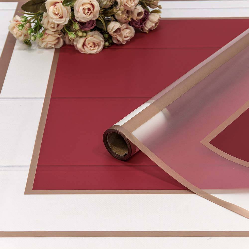 Плёнка 0,58*10м матовая "Квадраты" 50мкм винный