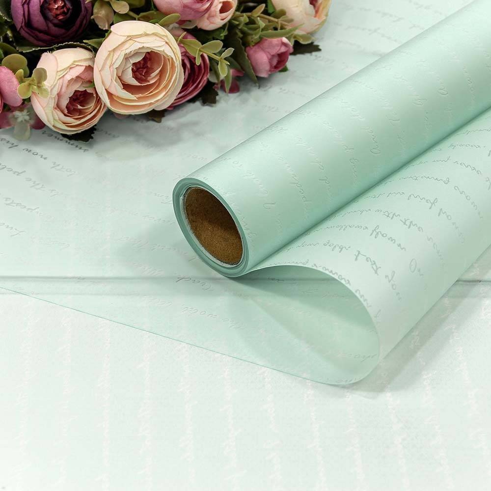 Плёнка 0,58*10м матовая "Письмо" 50мкм голубой