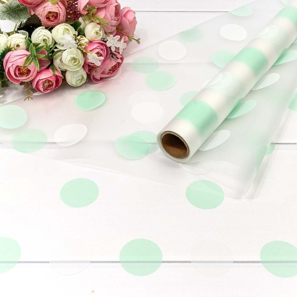 Плёнка 0,58*10м прозрачная "Горох" Салатовый