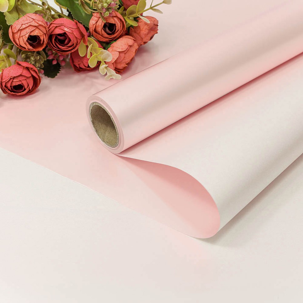 Плёнка 0,58*10м с жемчужным отливом двухсторонняя светло-розовый/белый