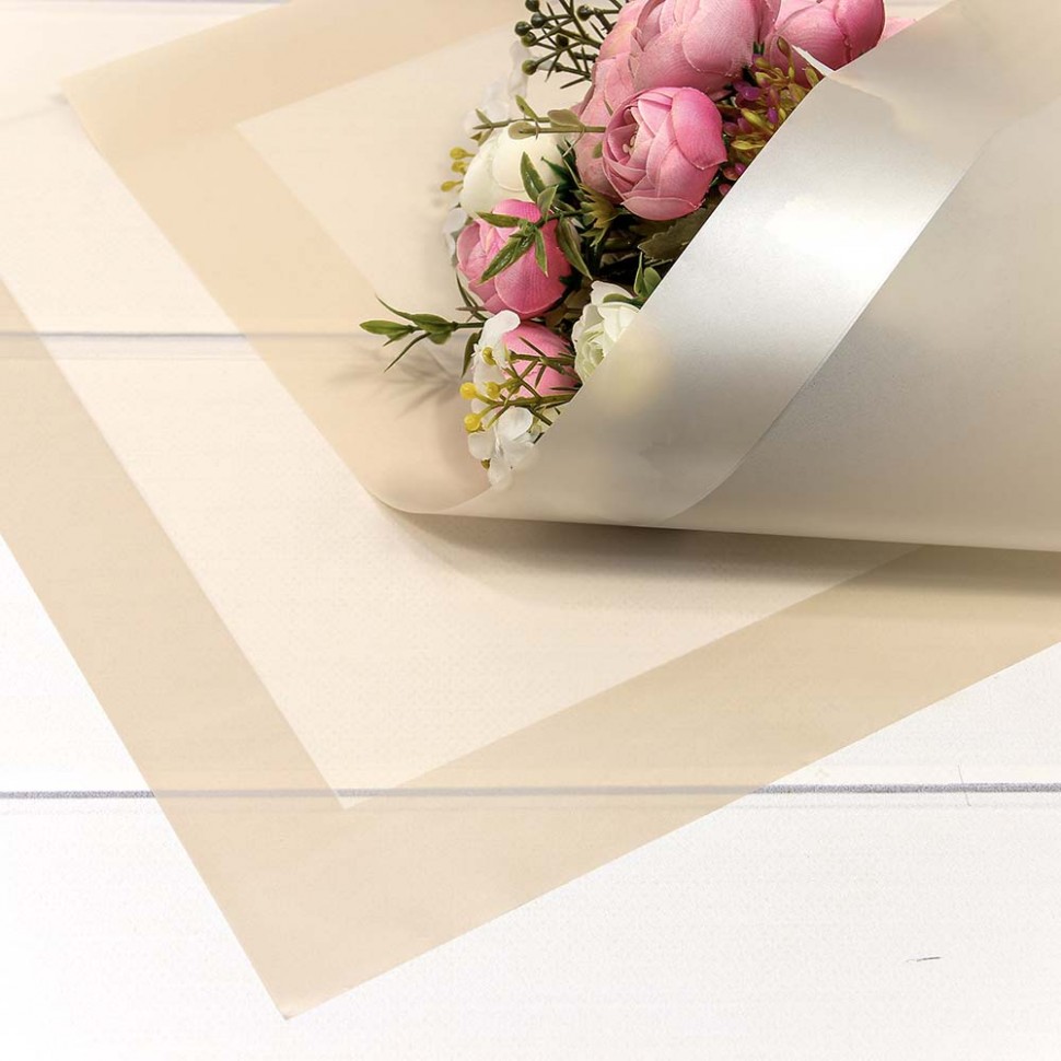 Плёнка в листах 58*58 (20 шт.) матовая с широкой рамкой Бежевый
