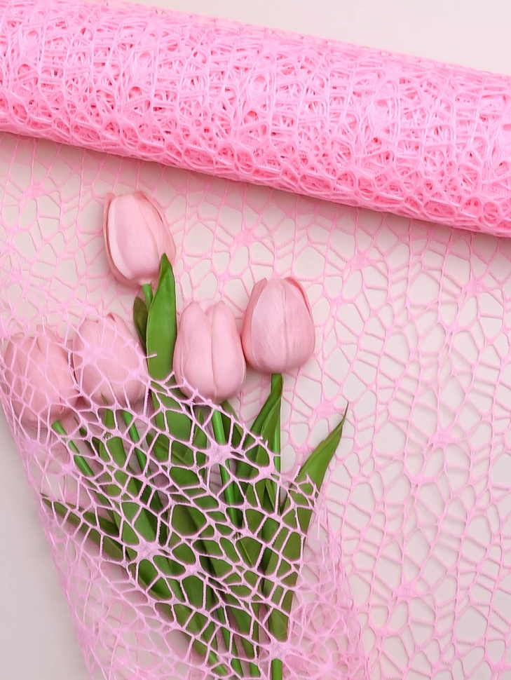 Сетка ажурная 50 см*5 ярд розовый светлый