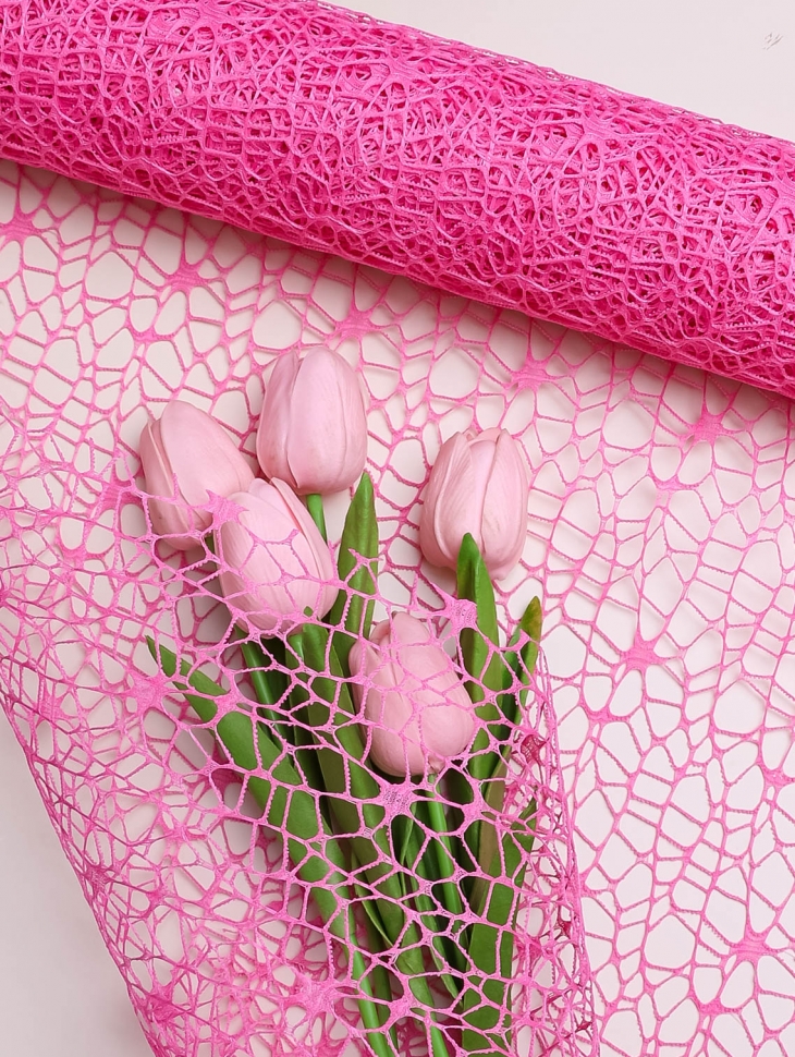 Сетка ажурная 50 см*5 ярд розовый