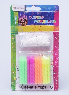 Свеча для торта h 6 см 24 шт белые ножки