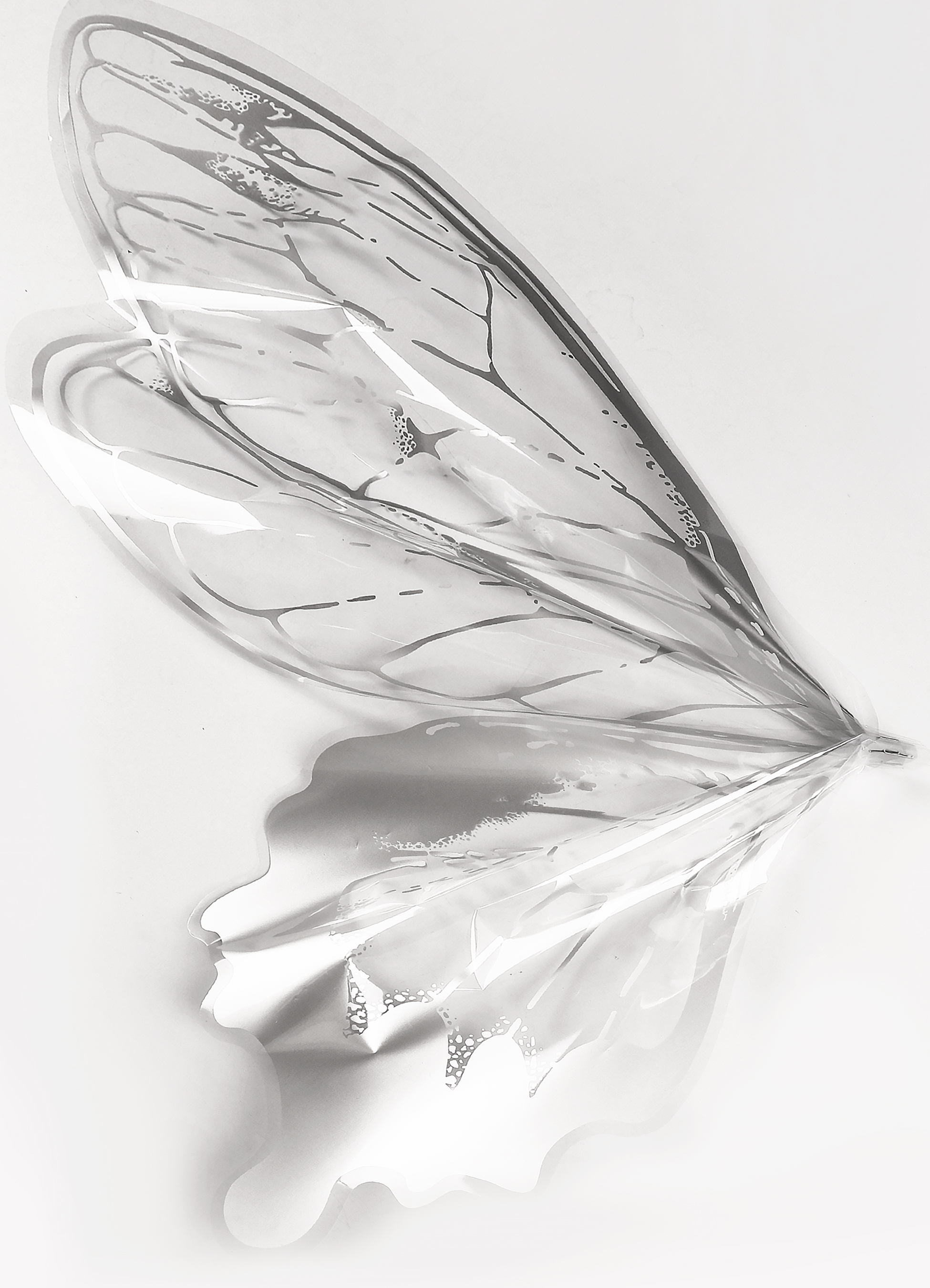 Упак. материал флорист. пленка "Крылья бабочки", 45 мкр, 50 см х 56 см, набор 40 шт /упак, серебро