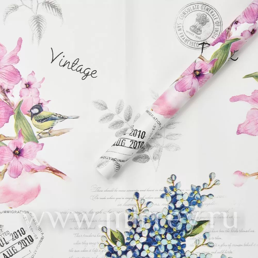 Упак. материал флористическая пленка "Vintage", 65 мкр, 58 см х 58 cм, 20 листов/упак., белый