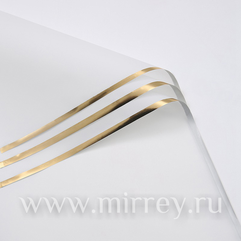 Упак. материал флористическая пленка "Золотой кант", 58х58 см, белый, 20 листов /упак