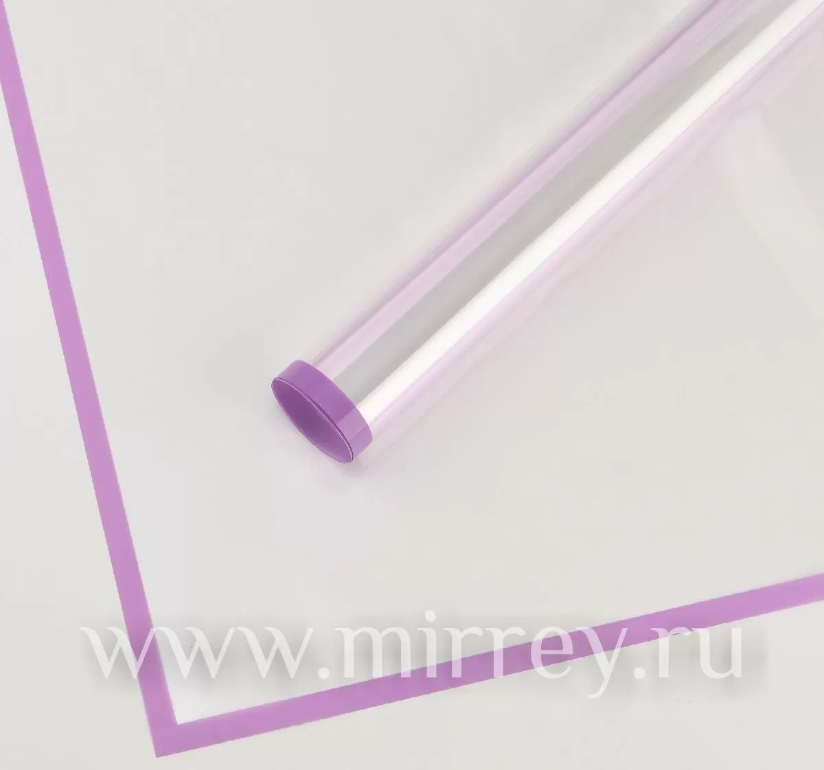 Упак. материал Глянцевая листовая пленка с  каймой, 58 х 58 см. 20 листов/упак. лавандовый