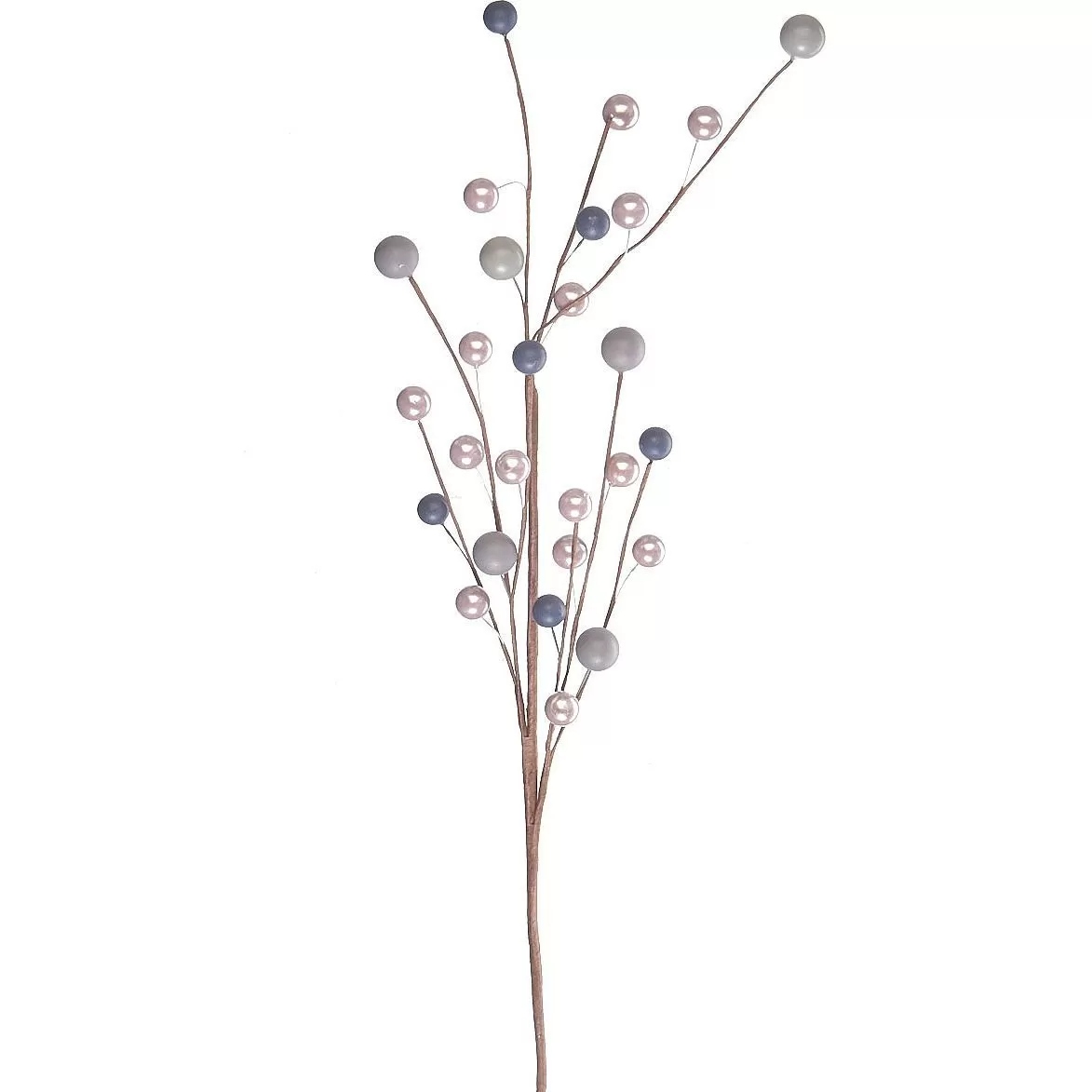 Ветка декоративная с бусинами, 62 см, 1 шт., шампань/серый