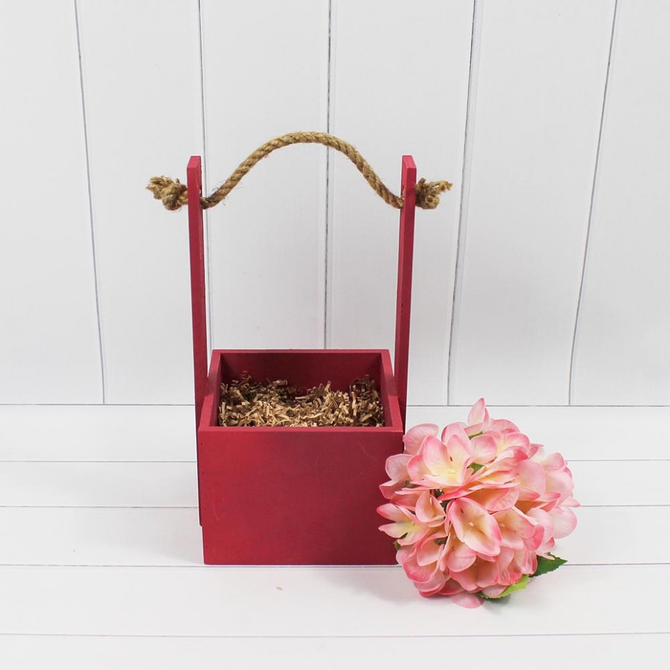 Ящик для декора с канатом 12×12×25 (10) бордовый