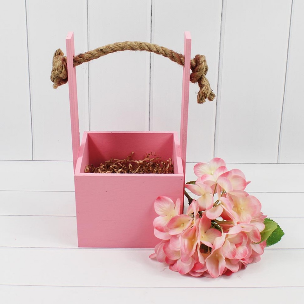 Ящик для декора с канатом 12×12×25 (10) розовый