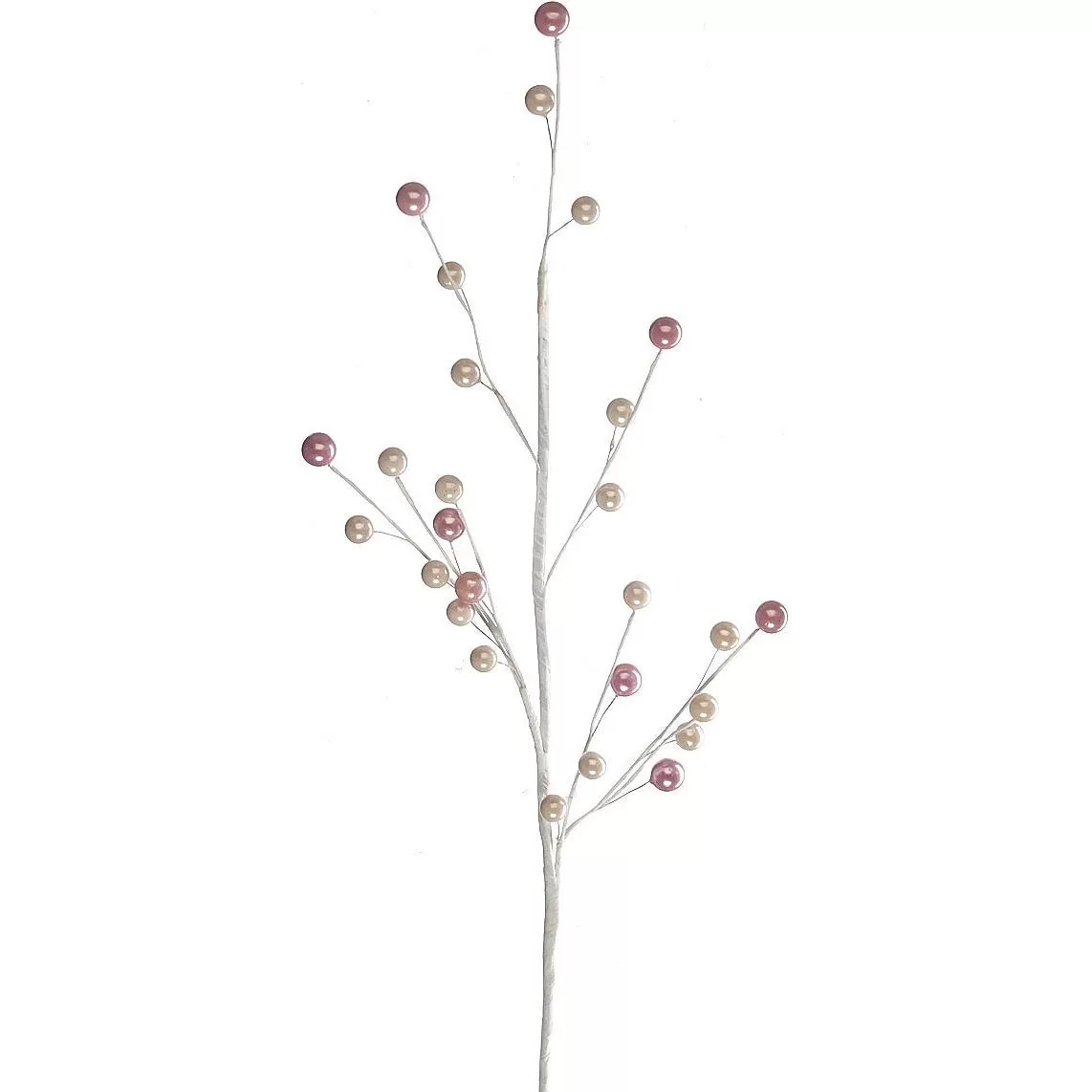 Ветка декоративная с бусинами, 60 см, 1 шт., розовый/белый